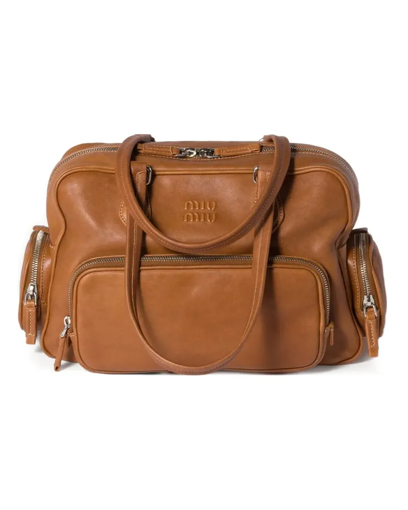 Miu Miu Pocket Tote Bag aus Leder - Braun Braun
