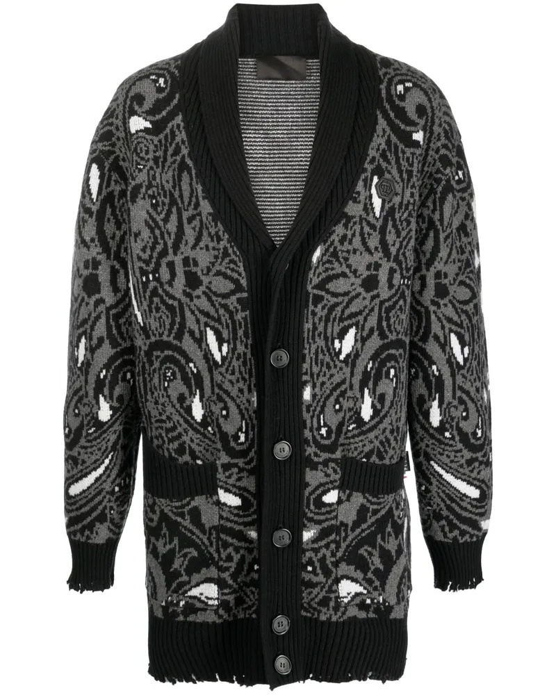 Philipp Plein Cardigan mit Paisleymuster - Schwarz Schwarz