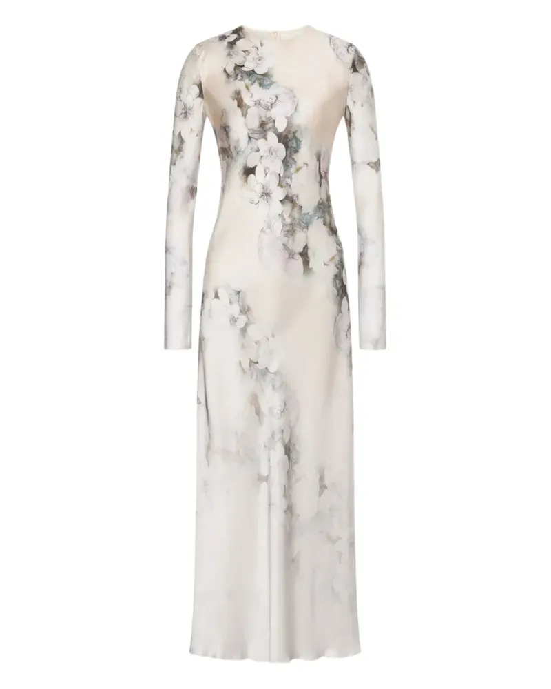 Alberta Ferretti Maxikleid mit Blumen-Print - Nude Nude