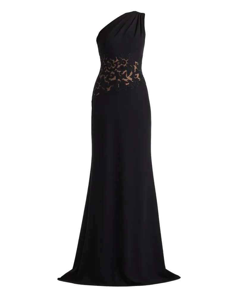 Tadashi Shoji One-Shoulder-Maxikleid mit Blumendetail - Schwarz Schwarz