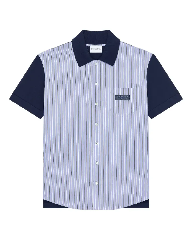 Givenchy Gestreiftes Hemd aus Baumwolle mit  Paris-Ripsband - Blau Blau
