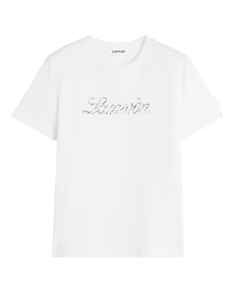 Lanvin T-Shirt mit Pailletten-Logo - Weiß Weiß