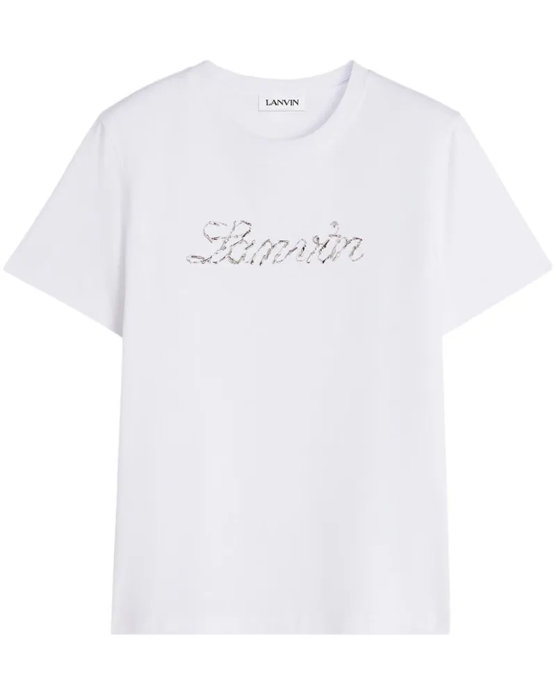 Lanvin T-Shirt mit Pailletten-Logo - Weiß Weiß