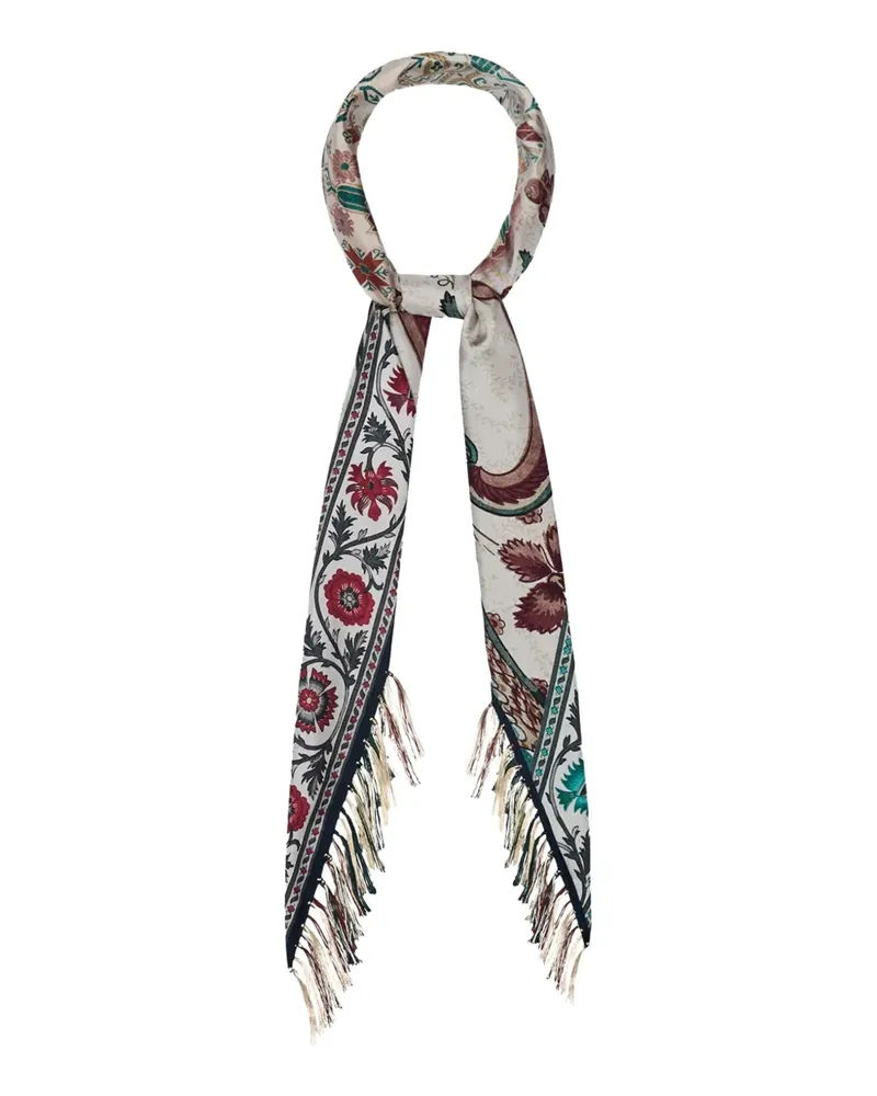 Pierre-Louis Mascia floral-pattern fringed-edges scarf - Weiß Weiß