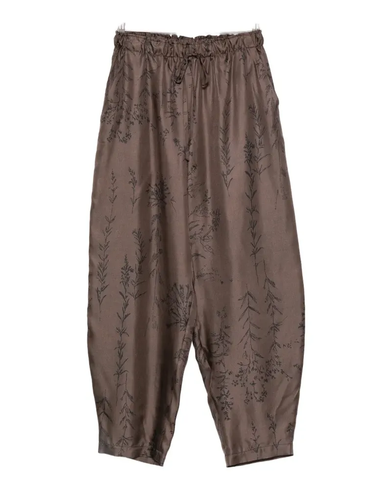 ALYSI floral-print silk track pants - Braun Braun