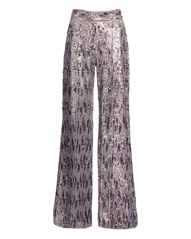 Elie Saab Palazzohose mit Pailletten - Silber Silber