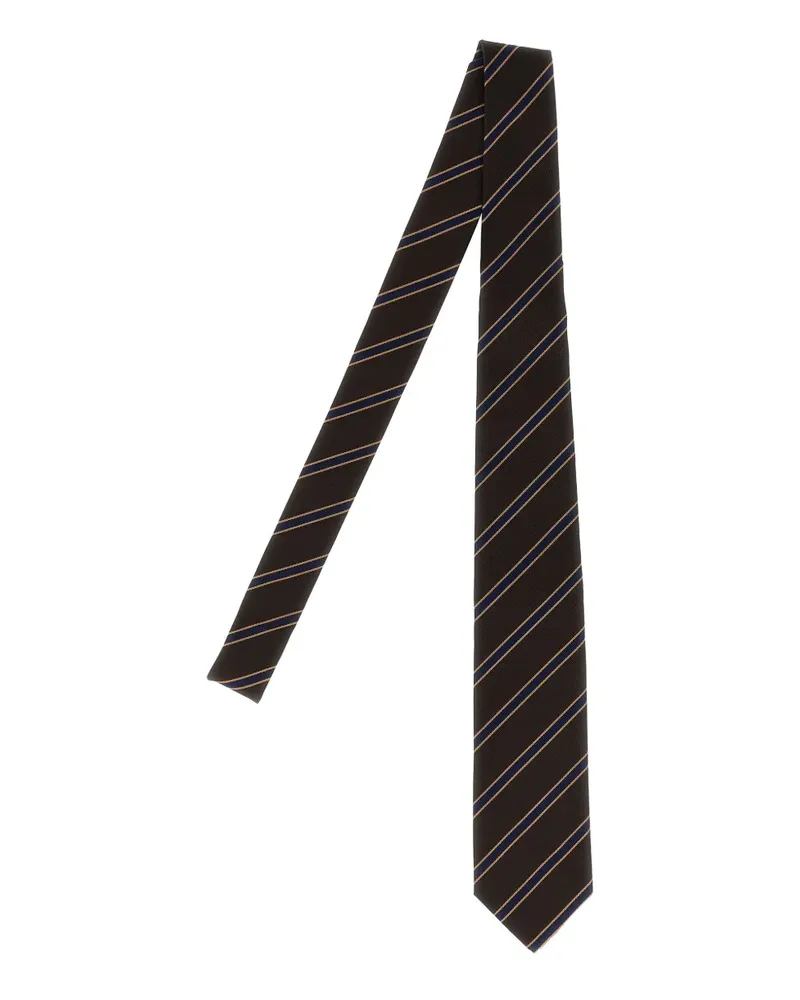 AURALEE Gestreifte Krawatte aus Seide - Braun Braun