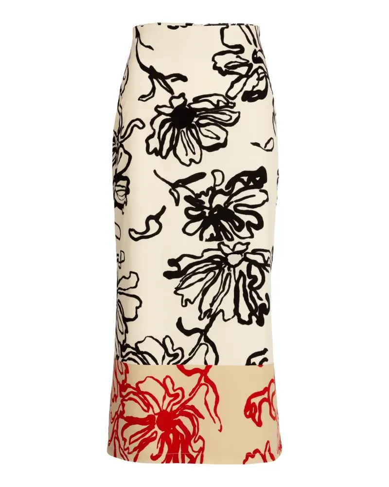 Silvia Tcherassi Atira floral-print midi skirt - Nude Nude
