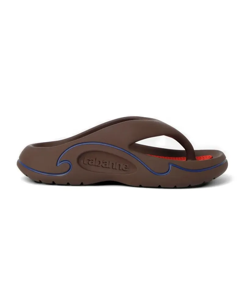 Paco Rabanne embossed-logo thong-strap flip-flops - Braun Braun