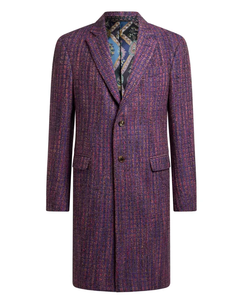 Etro Einreihiger Tweed-Mantel - Violett Violett