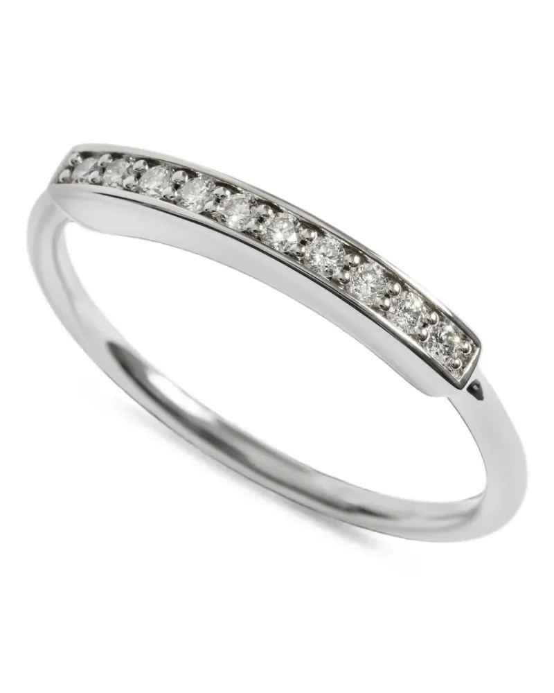 Monica Vinader MV Linear™ Stapelring mit Pavé-Diamant - Silber Silber