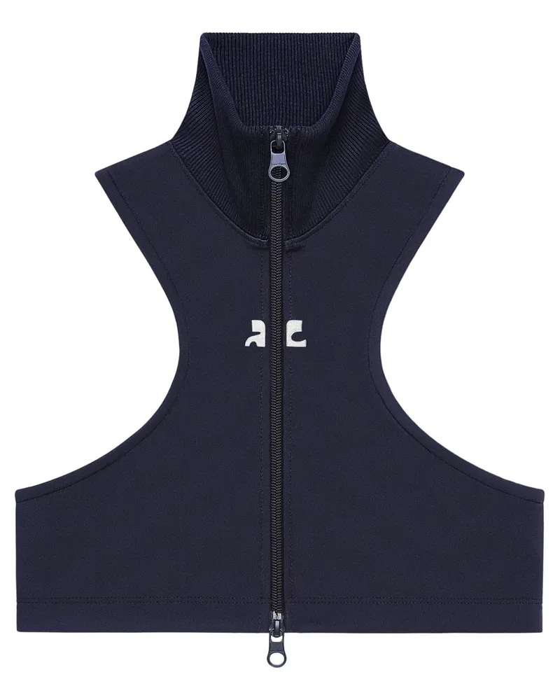 Courrèges Cropped-Top aus Scuba-Jersey - Blau Blau