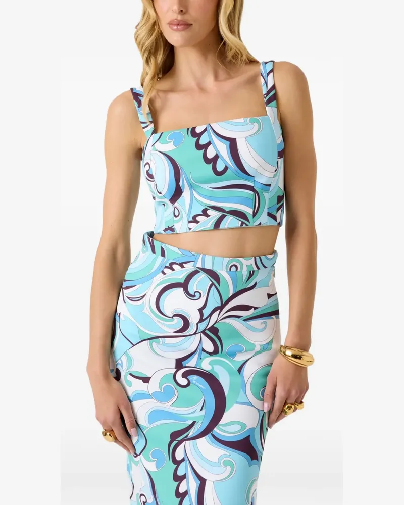 MARCIANO Los Angeles Marciano Cropped-Top mit abstraktem Print - Blau Blau