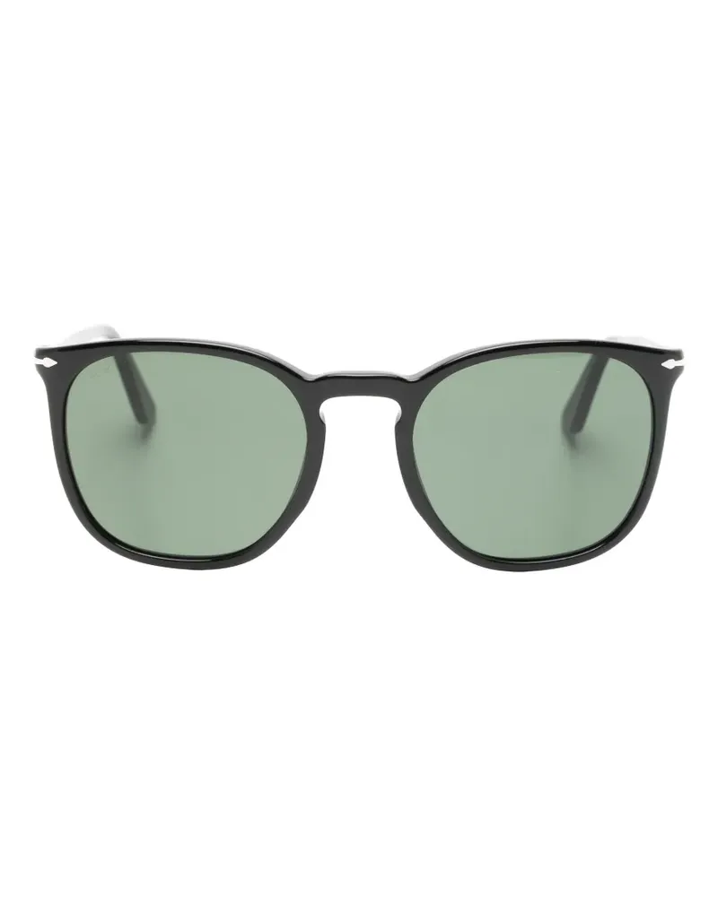 Persol Sonnenbrille mit rundem Gestell - Schwarz Schwarz