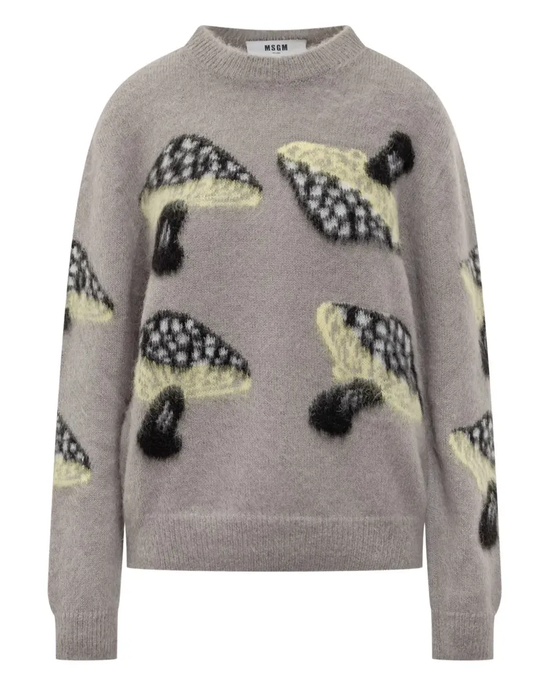 MSGM Pullover mit Pilz-Intarsie - Grau Grau