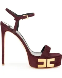 Elisabetta Franchi Plateau-Sandalen aus Wildleder 135mm Rot