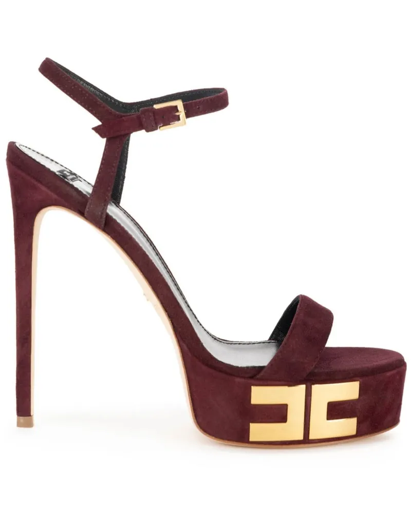 Elisabetta Franchi Plateau-Sandalen aus Wildleder 135mm Rot