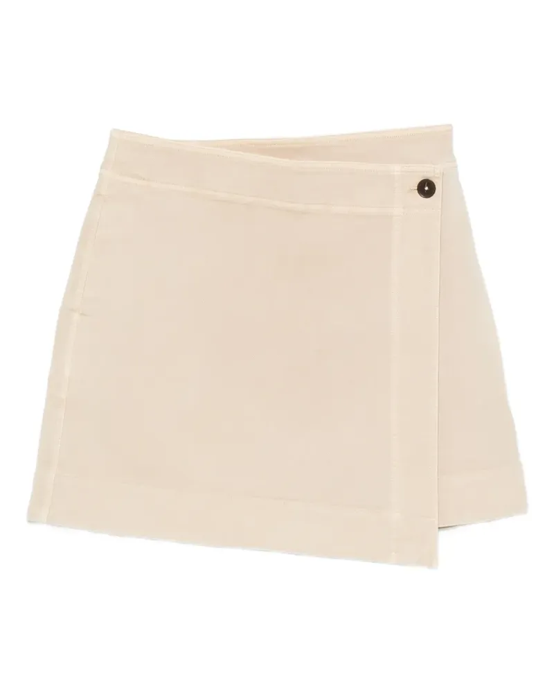 Closed wrap-style button-fastening skirt - Nude Nude