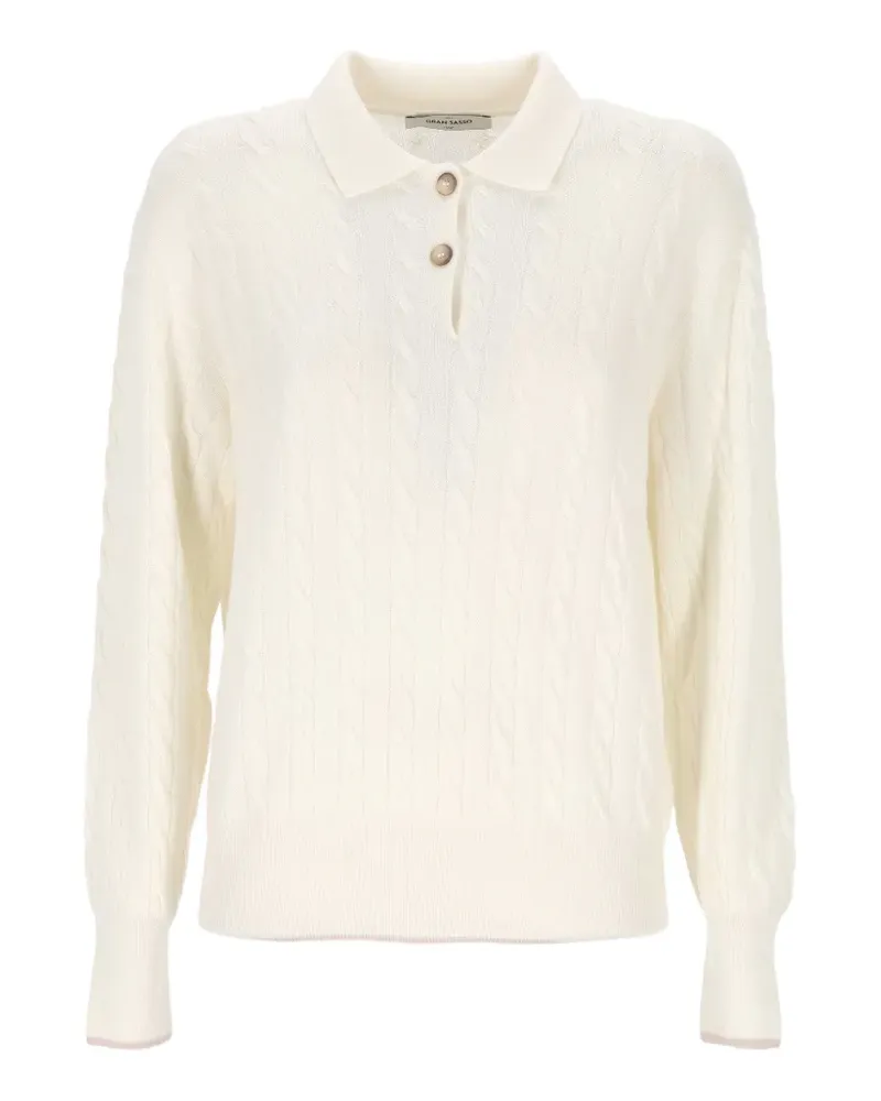 Gran Sasso cable-knit polo sweater - Weiß Weiß