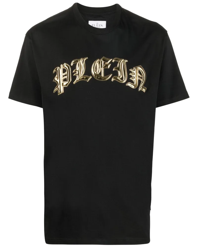 Philipp Plein T-Shirt mit Logo-Applikation - Schwarz Schwarz