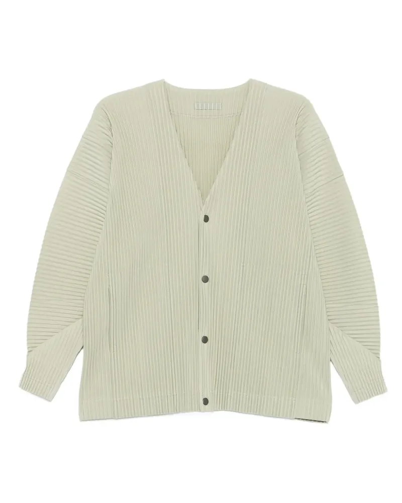 Issey Miyake Geknöpfter Plissee-Cardigan - Grün Grün