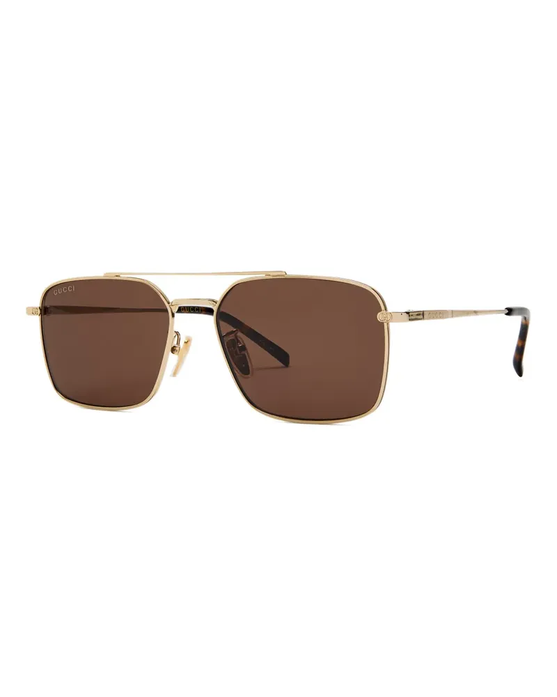 Gucci Sonnenbrille mit eckigem Gestell - Gold Gold