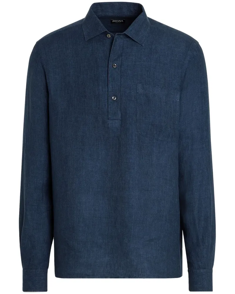 Ermenegildo Zegna Oasi Lino Hemd - Blau Blau
