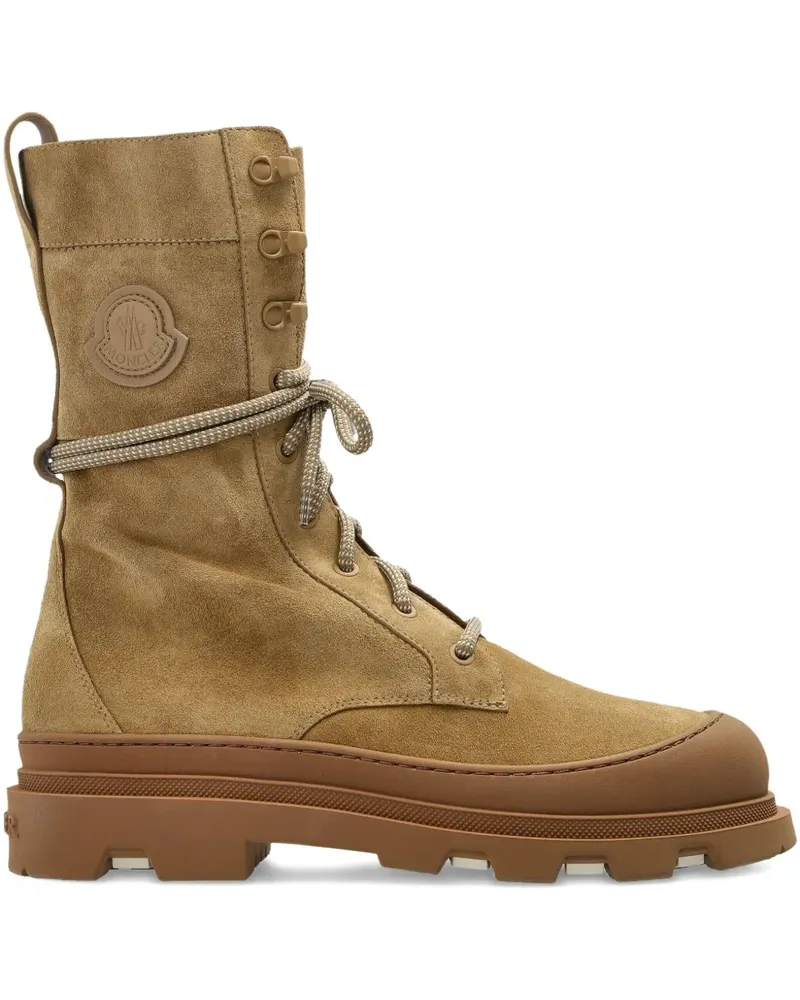 Moncler logo-patch suede boots - Braun Braun