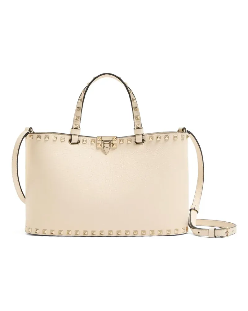 Valentino Garavani Rockstud Small Shopping Bag In Grainy Calfskin - Nude Nude