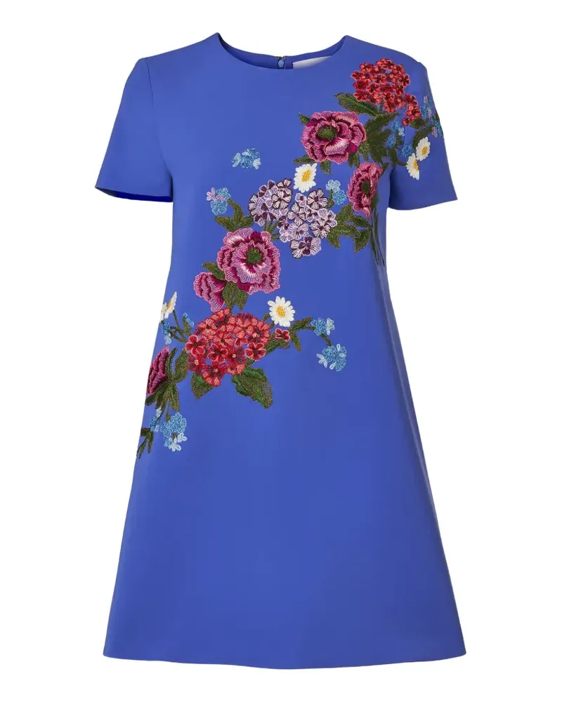 Carolina Herrera New York Minikleid mit Blumenstickerei - Blau Blau