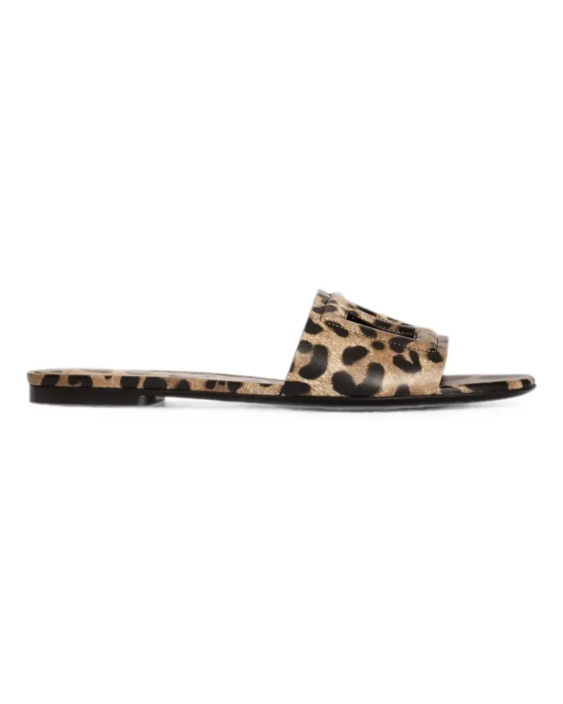 Dolce & Gabbana leo-print calfskin flat slides - Nude Nude