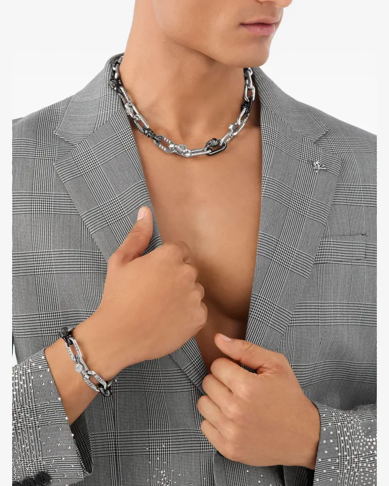 Philipp Plein Klassisches Ankerkettenarmband - Silber Silber