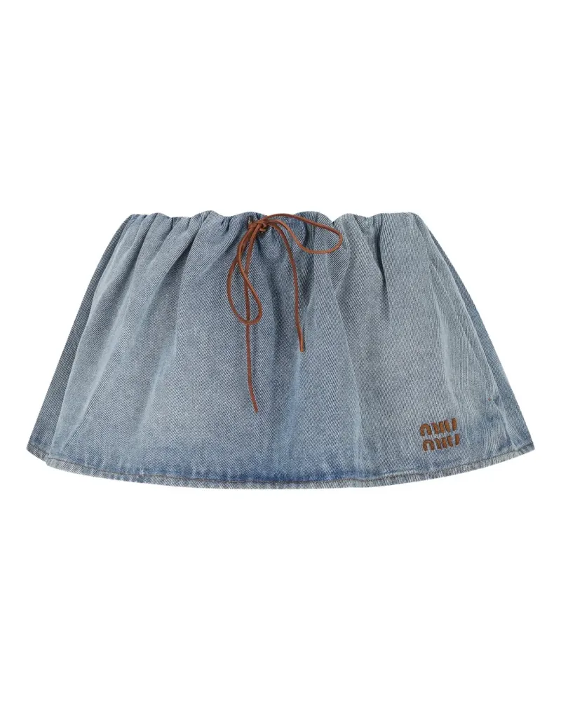 Miu Miu drawstring logo-embroidered mini skirt - Blau Blau