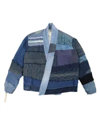 Greg Lauren Mixed Blues GL1 cropped jacket Blau