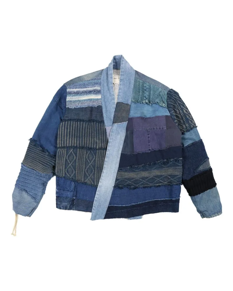 Greg Lauren Mixed Blues GL1 cropped jacket Blau