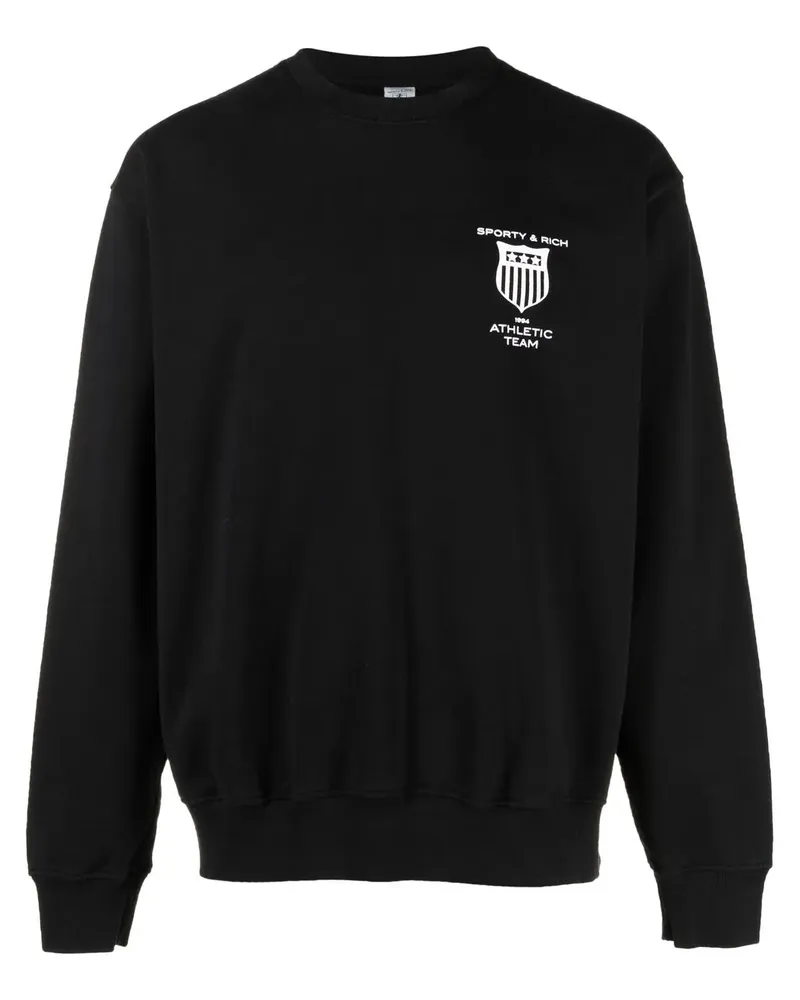 SPORTY & RICH Sweatshirt mit Logo-Print - Schwarz Schwarz