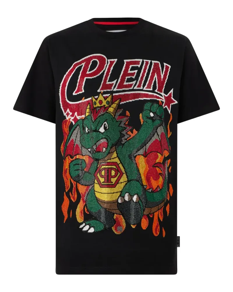 Philipp Plein T-Shirt mit Drachendetail - Schwarz Schwarz
