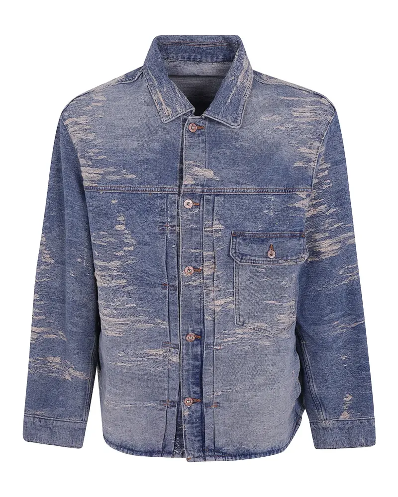Emporio Armani distressed-effect denim jacket - Blau Blau