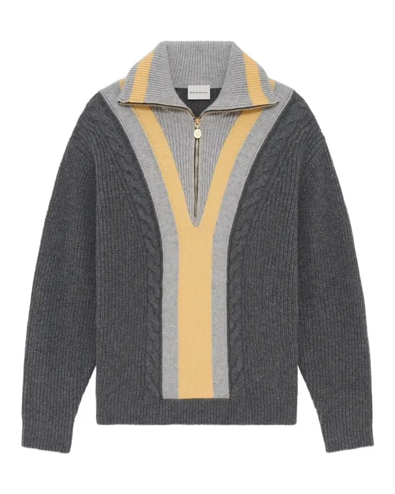 Drôle de Monsieur Pullover mit Zopfmuster - Grau Grau