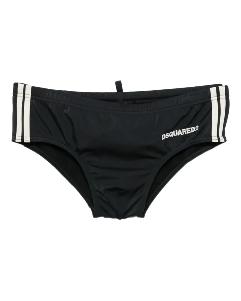 Dsquared2 logo-print side-stripe swim briefs - Schwarz Schwarz