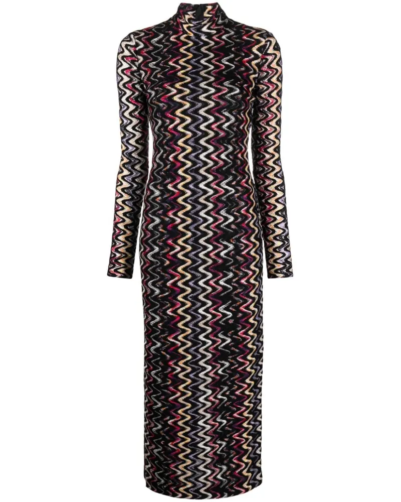Missoni Midikleid mit Zickzackmuster - Schwarz Schwarz