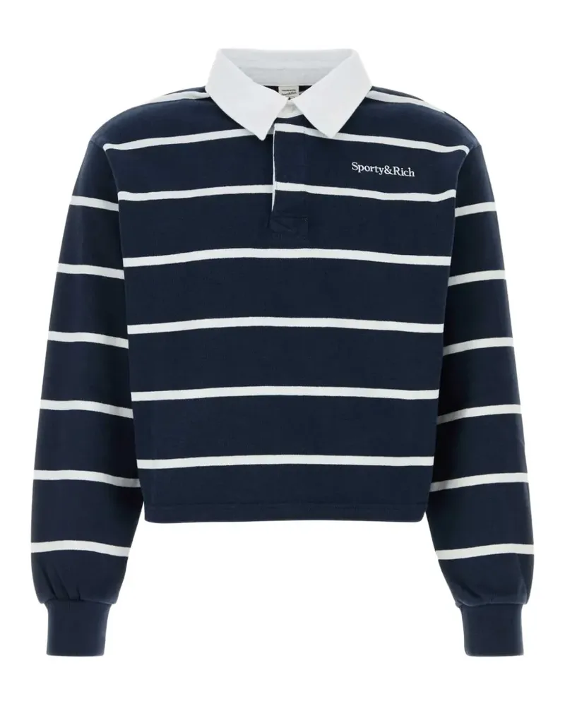 SPORTY & RICH embroidered striped polo shirt - Blau Blau