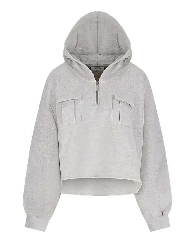 OFF-WHITE pocket crop hoodie - Grau Grau