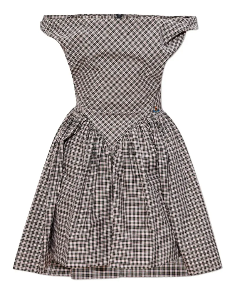 Vivienne Westwood Schulterfreies Kleid mit Karomuster - Schwarz Schwarz