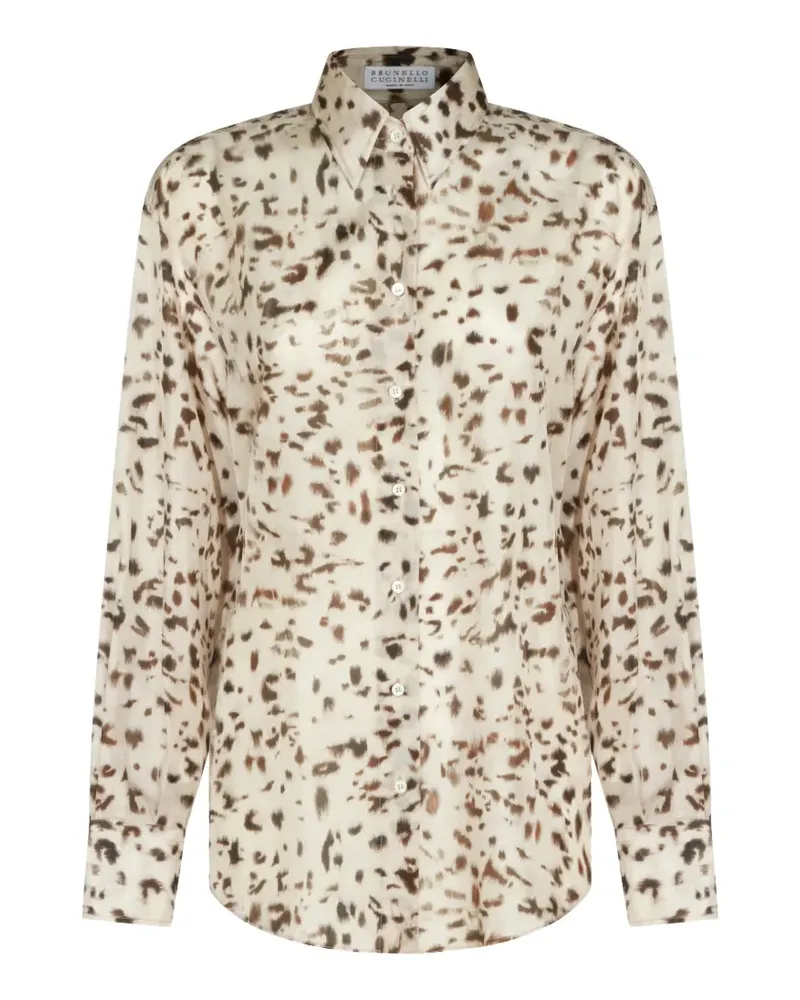 Brunello Cucinelli animal-print silk shirt - Nude Nude