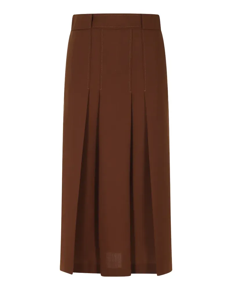 Semicouture Janette pleated-detail belt-loops midi skirt - Braun Braun