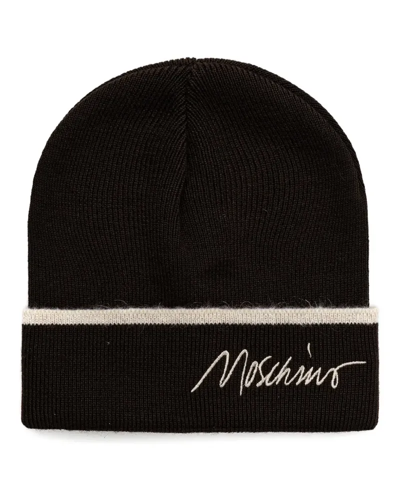 Moschino logo-embroidered beanie hat - Braun Braun