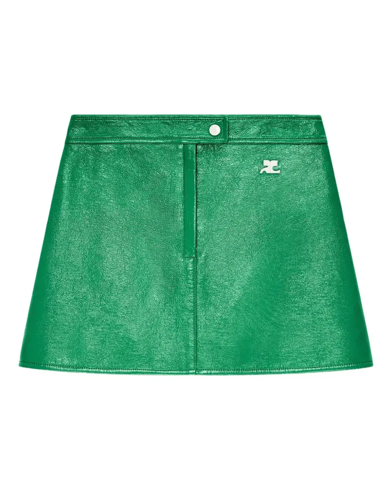 Courrèges Minirock in Vinyl-Optik - Grün Grün