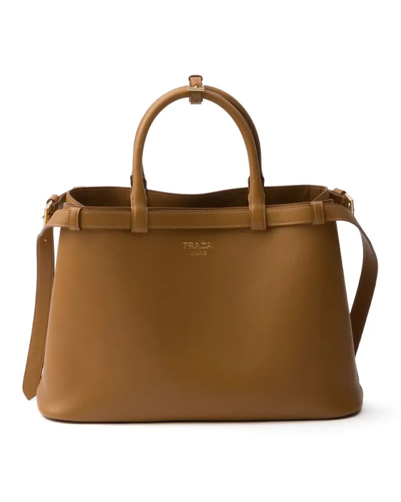 Prada Mittelgroße Buckle Tote Bag - Braun Braun