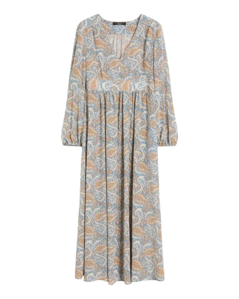 Max Mara paisley-print V-neck maxi dress - Blau Blau